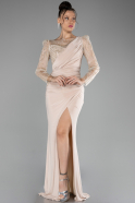 Robe De Soirée Longue Beige ABU4117