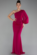 Robe De Soirée Mousseline Longue Fushia ABU3677