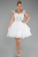 Robe De Fiançailles Grande Taille Courte Blanc ABK2087