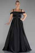 Robe De Fiançailles Grande Taille Longue Satin Noir ABU4207