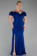 Robe de Soirée Grande Taille Longue Bleu Saxe ABU4081