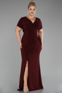 Robe de Soirée Grande Taille Longue Rouge Bordeaux ABU4101