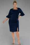 Robe De Invitation Grande Taille Midi Bleu Marine ABK2136