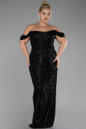 Robe De Fiançailles Grande Taille Longue Noir ABU3919