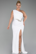 Robe De Fiançailles Grande Taille Longue Blanc ABU4148