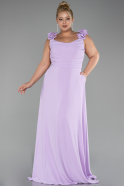 Robe De Soirée Grande Taille Mousseline Longue Lilas ABU4026