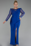 Robe De Soirée Grande Taille Longue Bleu Saxe ABU4119