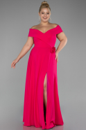 Robe Grande Taille Longue Mousseline Fushia ABU4234