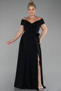 Robe Grande Taille Longue Mousseline Noir ABU4234