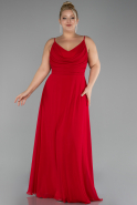 Robe De Graduation Grande Taille Longue Mousseline Rouge ABU4166