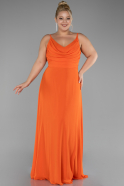 Robe De Graduation Grande Taille Longue Mousseline Orange ABU4166