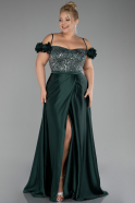 Robe Grande Taille Longue Satin Émeraude ABU4127