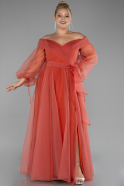 Robe Grande Taille Longue Orange ABU1535