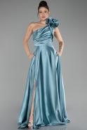 Robe De Soirée Satin Longue Menthe ABU4189