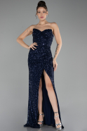 Robe de Soirée Longue Bleu Marine ABU4240