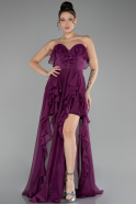 Robe de Soirée Longue Mousseline Prune ABU4248