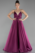 Robe de Soirée Longue Satin Couleur Cerise ABU4245