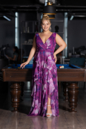 Robe De Soirée Grande Taille Longue Prune ABU4050