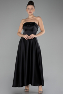 Robe de Soirée Midi Satin Noir ABK2143