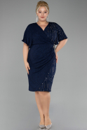 Robe De Invitation Grande Taille Midi Bleu Marine ABK2145