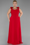 Robe De Soirée Grande Taille Mousseline Longue Rouge ABU4026