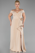 Robe De Soirée Grande Taille Longue Beige ABU4200