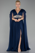 Robe De Fiançailles Grande Taille Longue Bleu Marine ABU4259