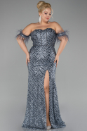 Robe de Soirée Grande Taille Longue Anthracite ABU4149