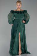 Robe De Soirée Grande Taille Mousseline Longue Émeraude ABU4131