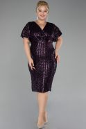 Robe De Invitation Grande Taille Midi Squameuse Violet Foncé ABK2104