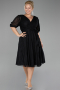 Robe De Invitation Grande Taille Midi Noir ABK2135