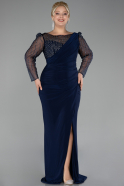 Robe de Soirée Grande Taille Longue Bleu Marine ABU4119