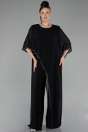 Robe De Soirée Grande Taille Mousseline Noir ABT121