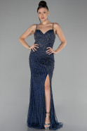 Robe de Soirée Longue Pierreux Bleu Marine ABU4268