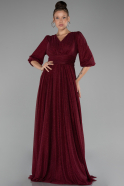 Robe de Soirée Grande Taille Longue Rouge Bordeaux ABU4275