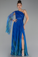 Robe de Soirée Longue Bleu Saxe ABU4279