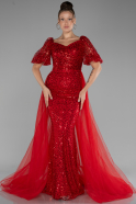 Robe de Soirée Longue Squameuse Rouge ABU4280