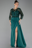 Robe de Soirée Grande Taille Longue Mousseline Émeraude ABU4294