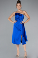 Robe de Cérémonie Midi Satin Bleu Saxe ABK2160