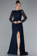 Robe de Soirée Grande Taille Longue Bleu Marine ABU4311