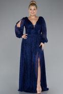 Robe De Soirée Grande Taille Longue Bleu Saxe ABU3154