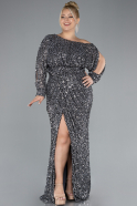 Robe De Fiançailles Grande Taille Longue Squameuse Anthracite ABU4313