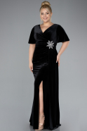 Robes De Soirée Grande Taille Longue Velours Noir ABU4317