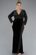 Robe de Soirée Grande Taille Longue Velours Longue Velours Noir ABU4277