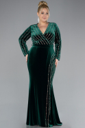 Robe De Soirée Grande Taille Longue Velours Velours Longue Émeraude ABU4277