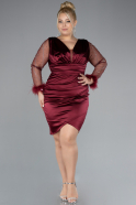 Robe De Invitation Grande Taille Courte Rouge Bordeaux ABK2161