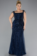 Robe De Fiançailles Grande Taille Longue Bleu Marine ABU4276