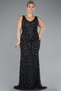 Robe De Fiançailles Grande Taille Longue Noir ABU4008