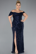 Robe De Soirée Grande Taille Longue Bleu Marine ABU4315