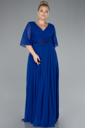 Robe de Soirée Grande Taille Longue Mousseline Bleu Saxe ABU3991